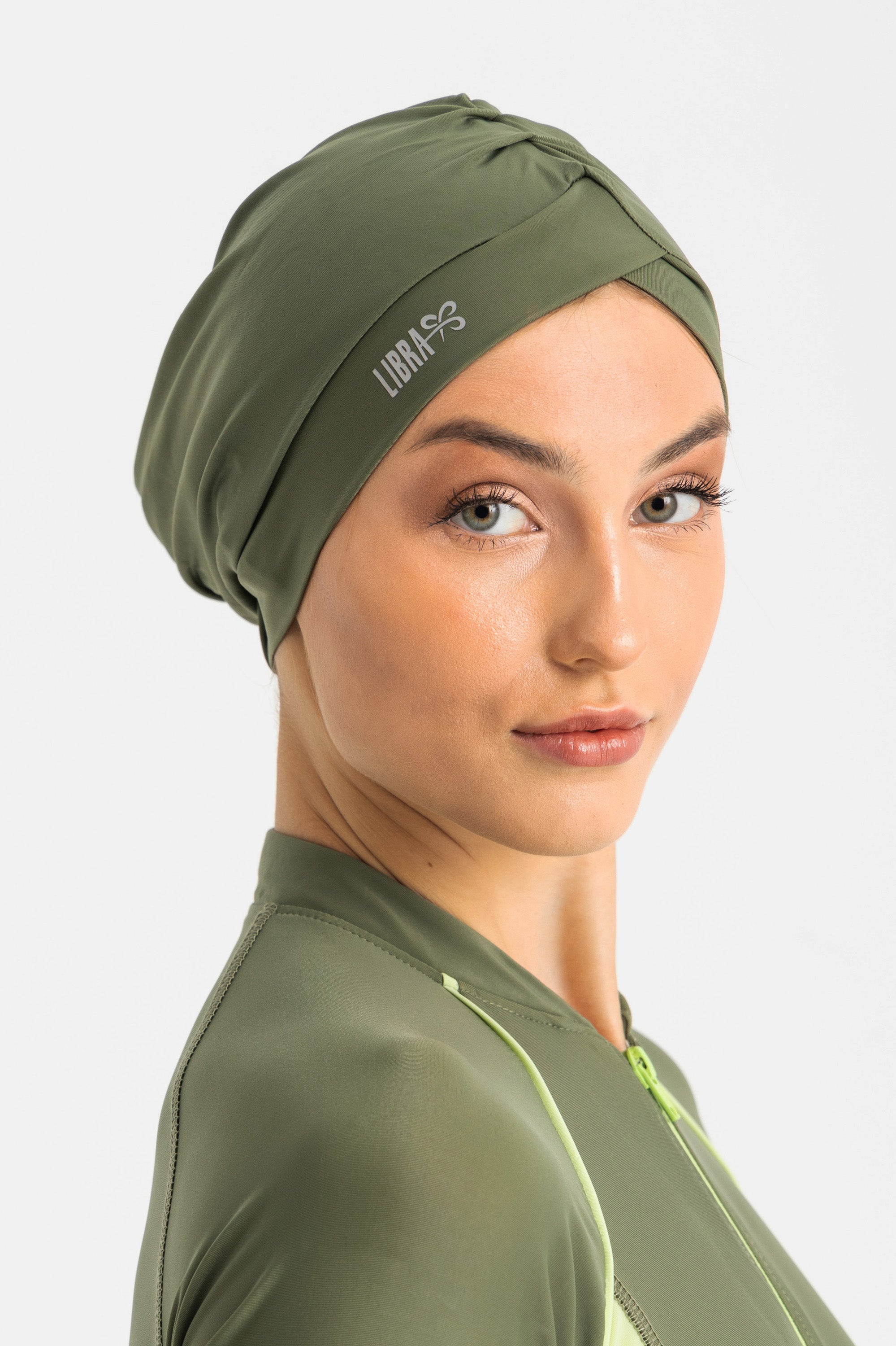 Lycra Sleek Swim Turban - Olive