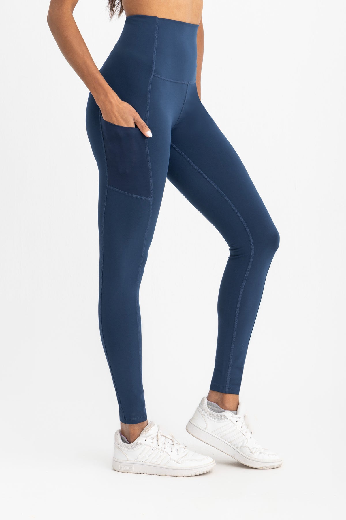 Lycra Sporty High-Waist Leggings - Navy