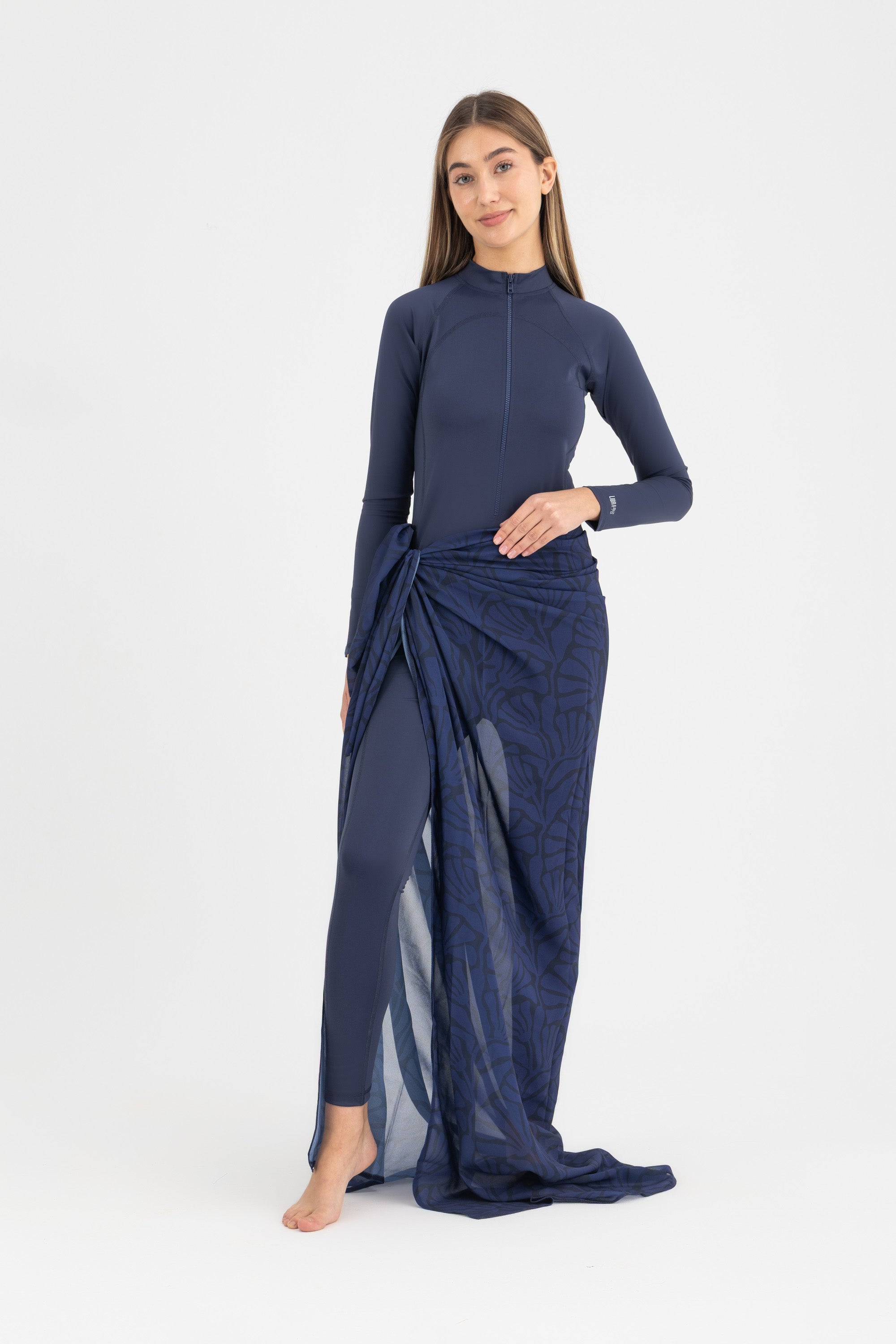 Chiffon Wrap Long Skirt - Midnight Blue