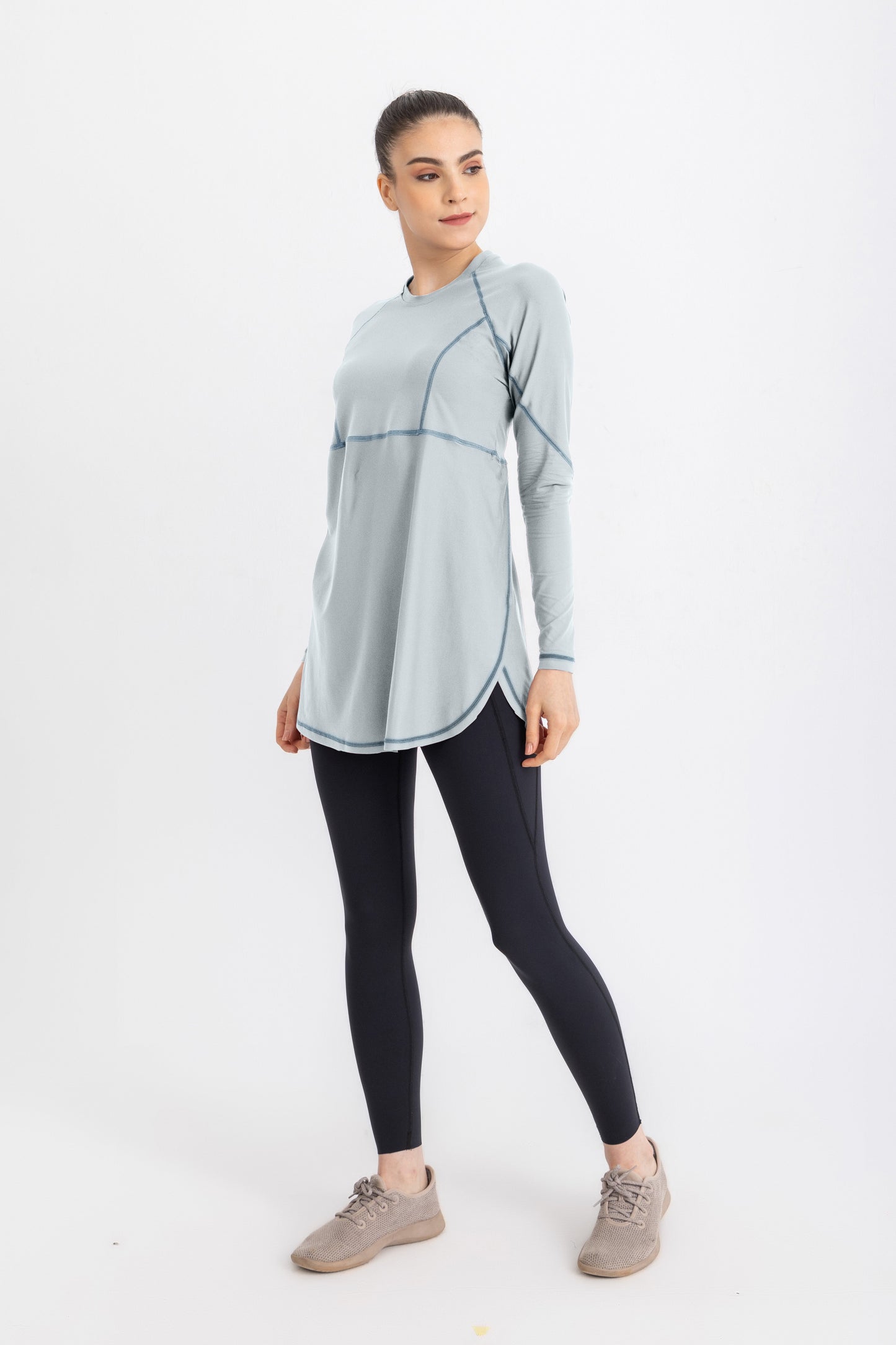 Lycra Stitched Breeze Back Top - Ice Blue