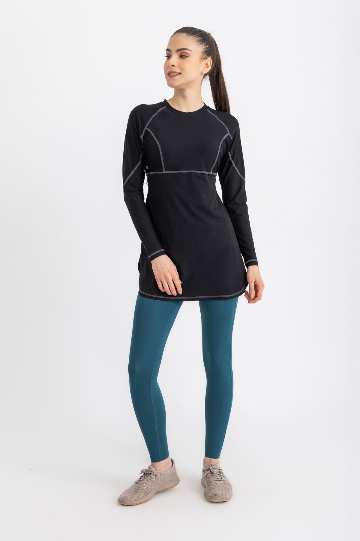 Lycra Stitched Breeze Back Top - Black