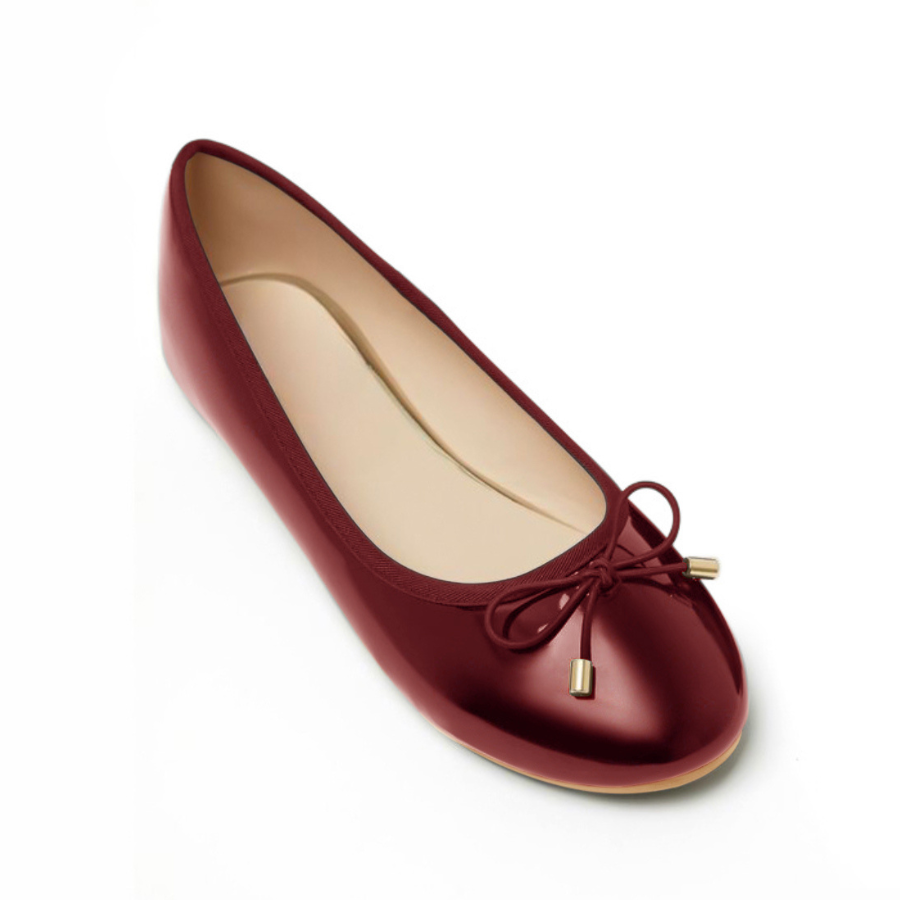Patent Leather Baila Flash Flats - Burgundy