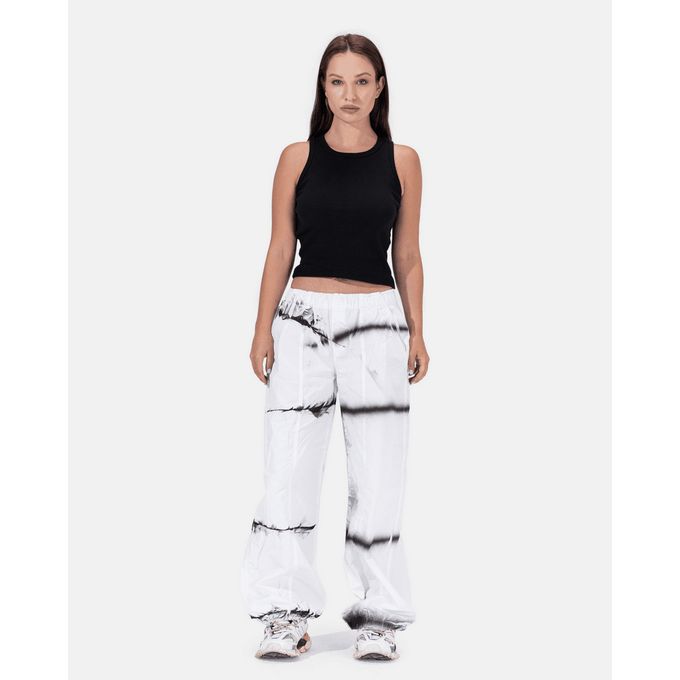 Gabardine Parachute Pants - White