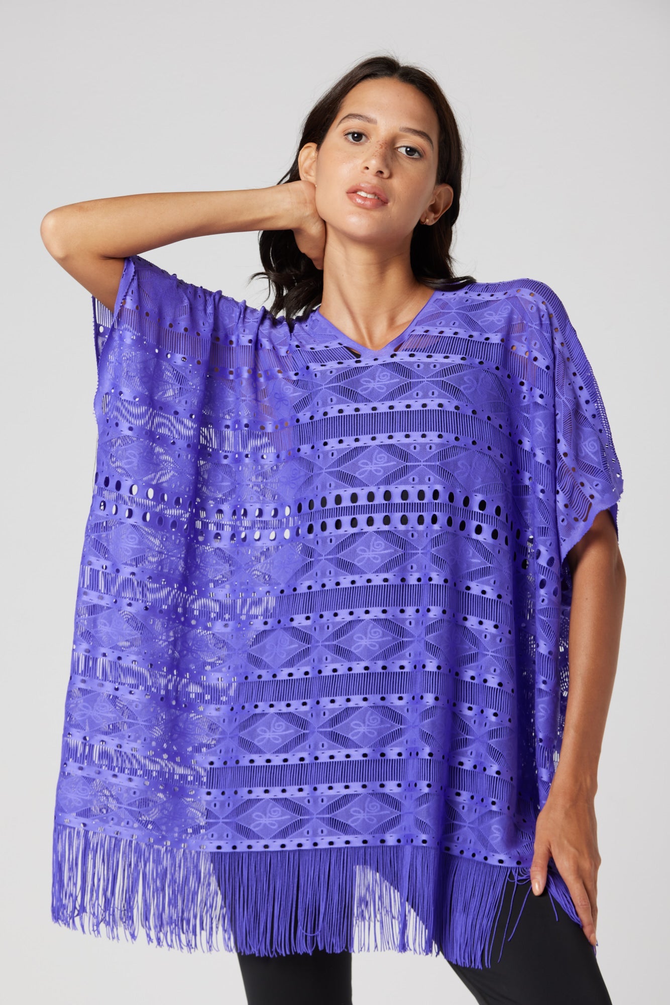 Lycra Geometric Cover-Up - Violet