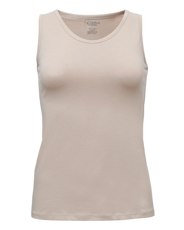 Sleeveless Slim Fit Tank Top - Beige