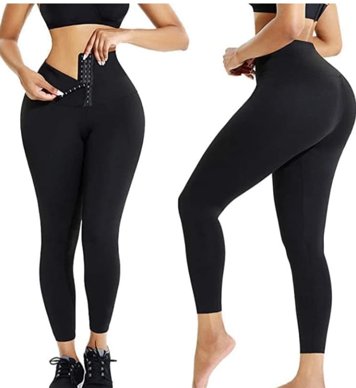 Synthetic Sculpt Fit High-Waist Compression Leggings - Black