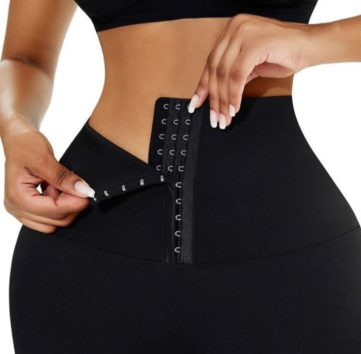 Synthetic Sculpt Fit High-Waist Compression Leggings - Black