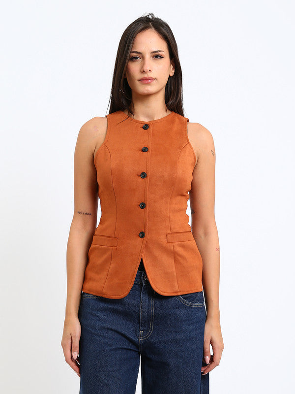 Suede Plain Sleeveless Vest – Havan