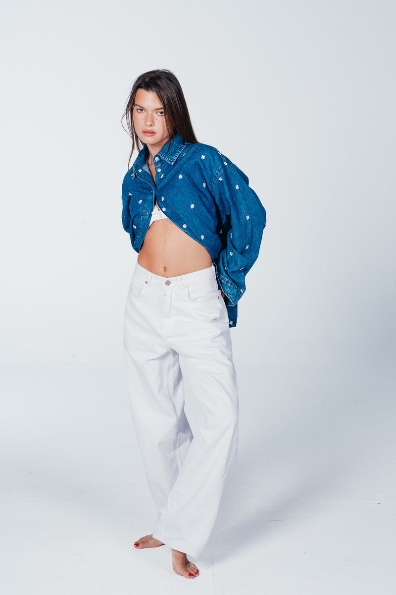 Wide-Leg Denim Jeans – Off White