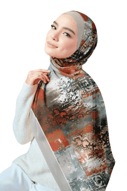 Printed Chiffon Crepe Veil - Multicolor