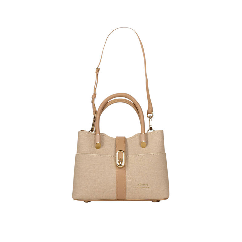 PU Leather Structured Hand Bag – Beige