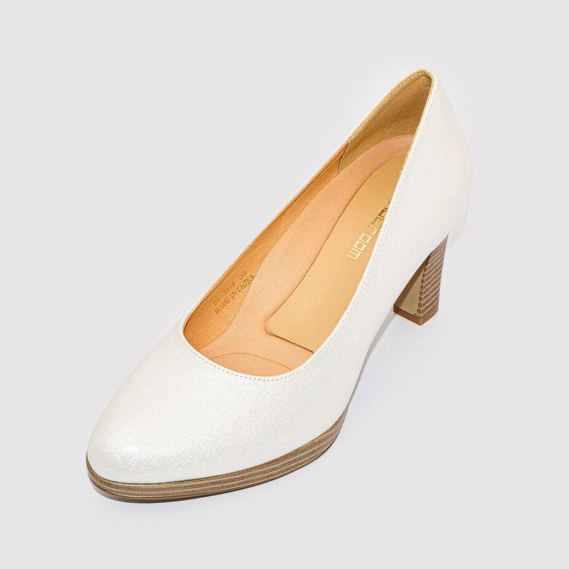 Pu Leather Solid Pumps – Gold (SR-3032)