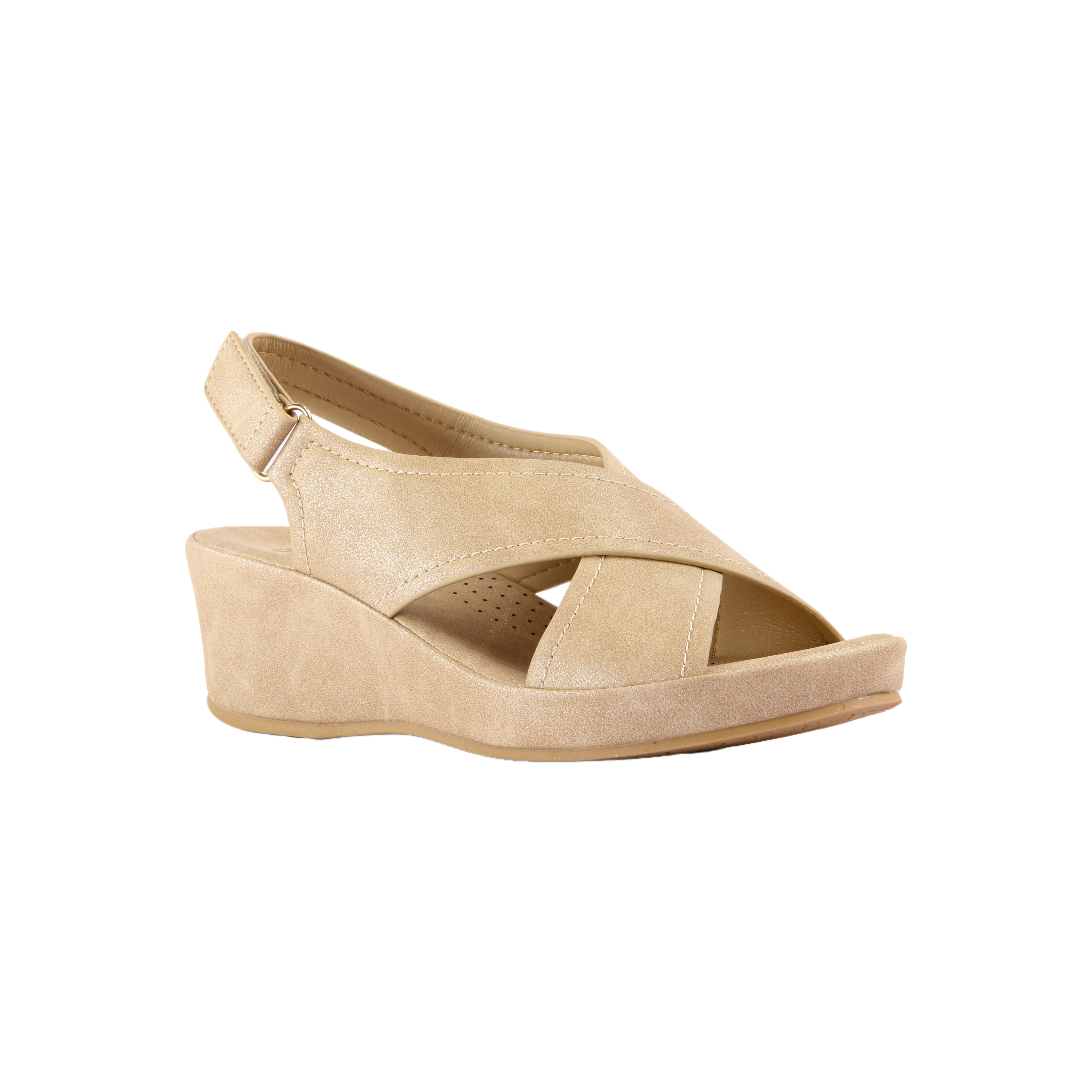 Cross Strap Comfort Sandals - Beige