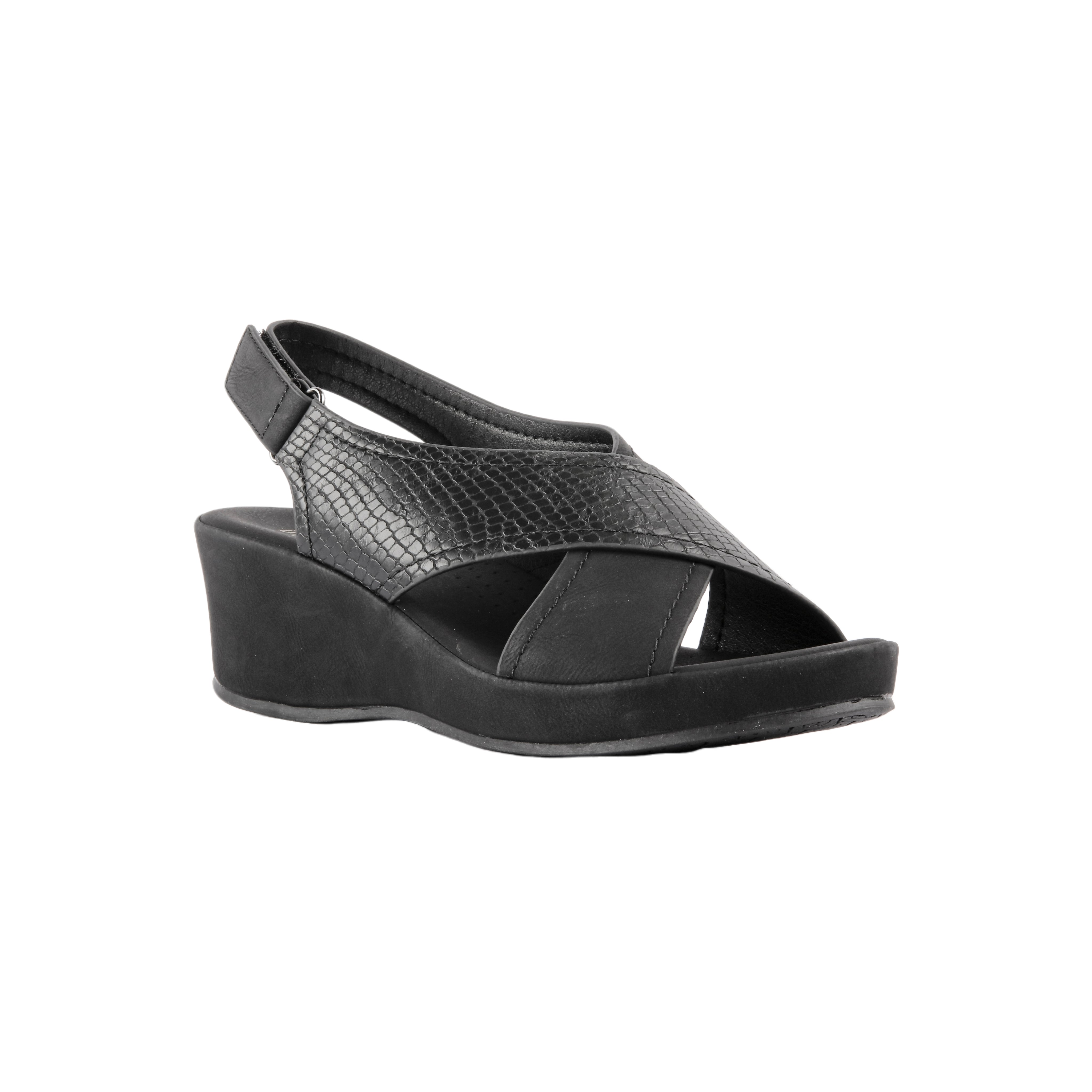 Cross Strap Comfort Sandals - Black