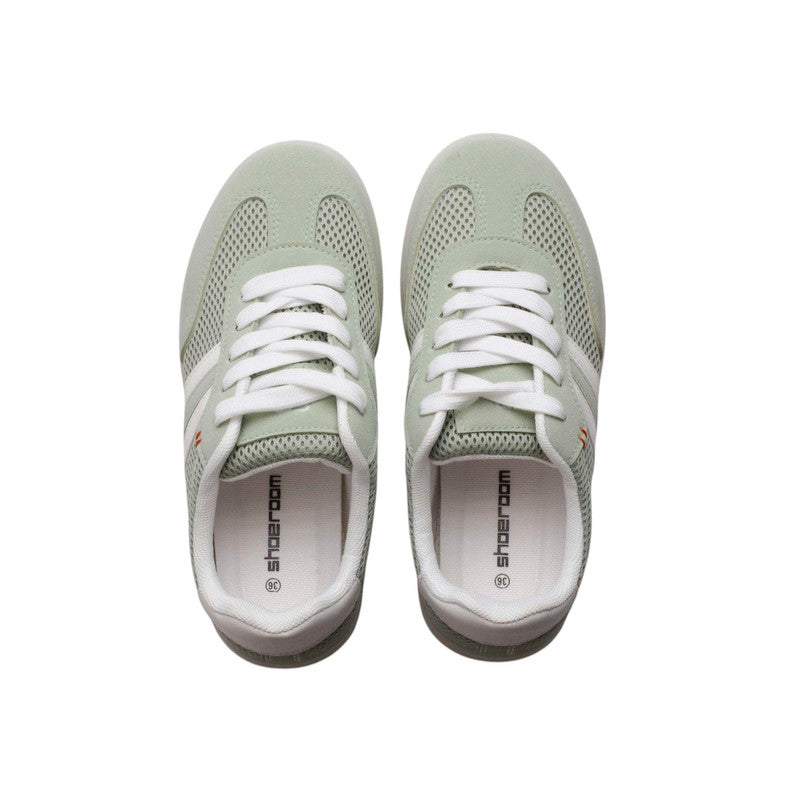 PU Leather Mesh Platform Sneakers - Green
