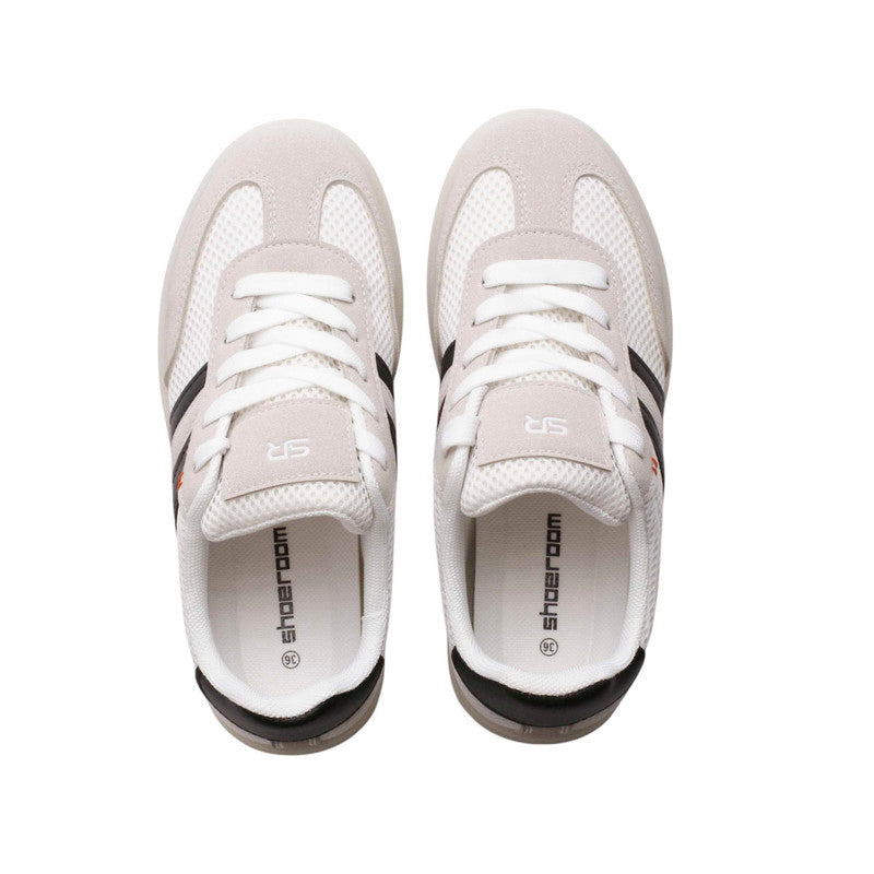 PU Leather Mesh Platform Sneakers - White