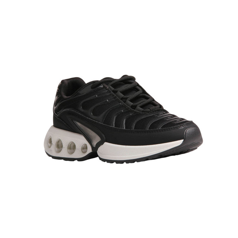 PU Leather Mesh Sneakers - Black