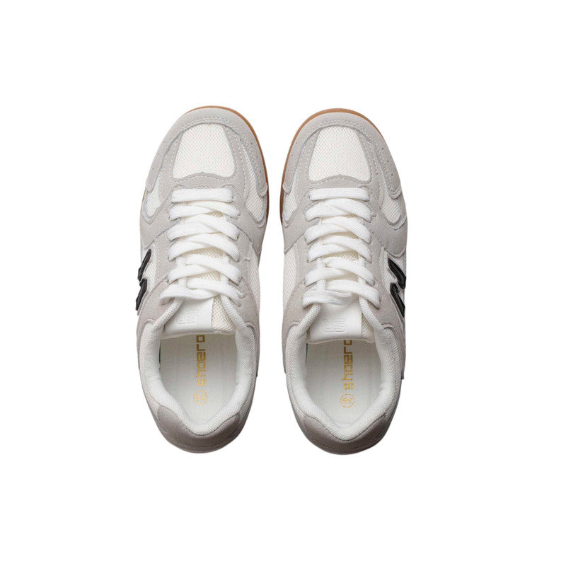 PU Leather Suede Sneakers - White & Grey