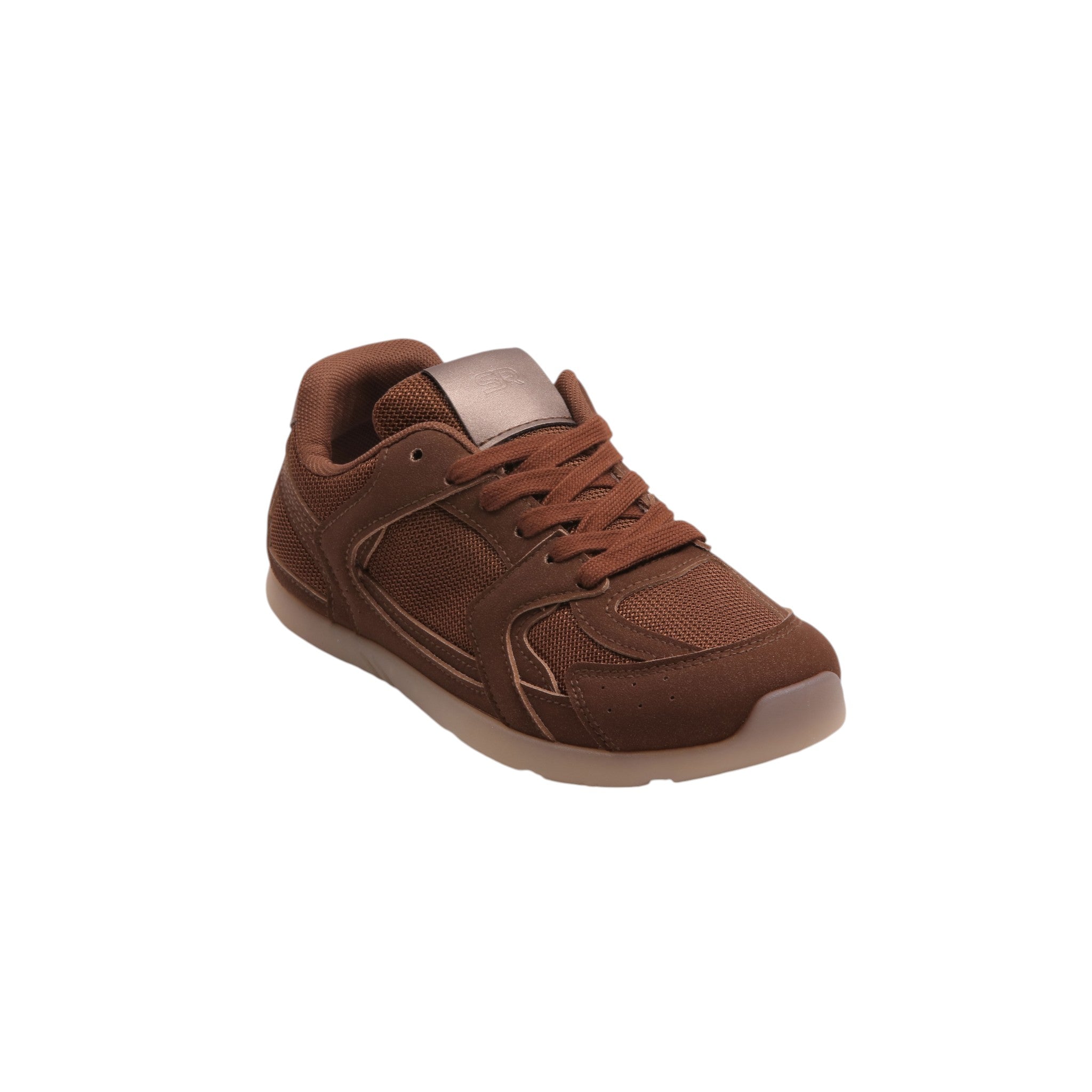 Mesh Lace-Up Sneakers - Brown