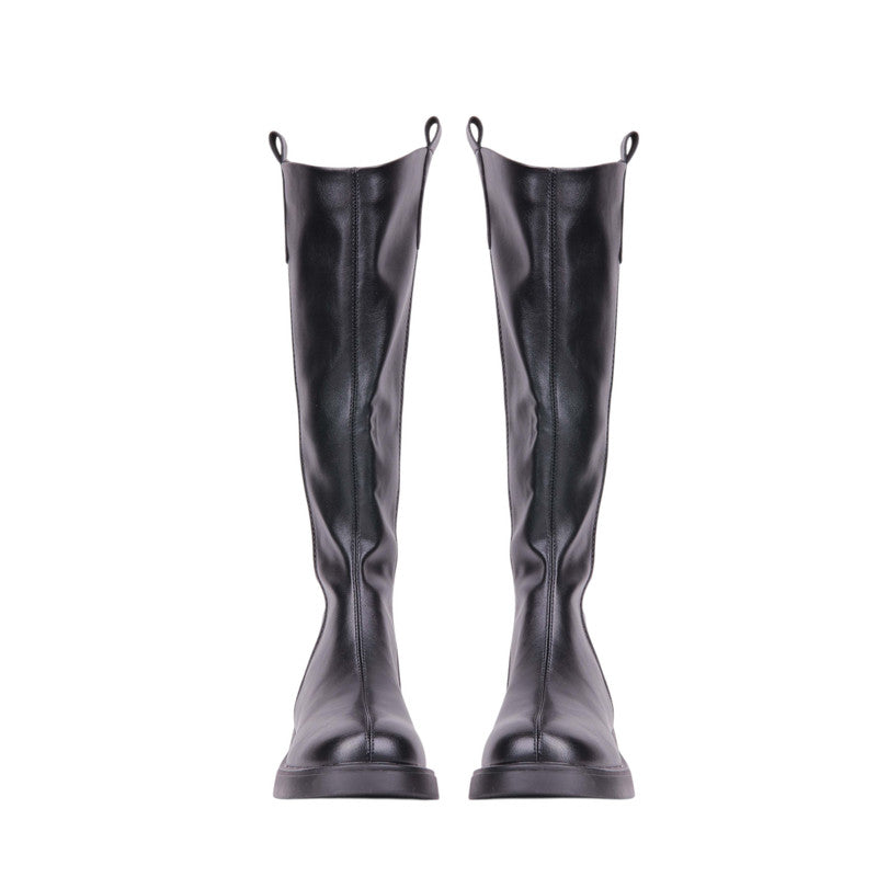 Pu Leather Knee-High Boots – Black (SR-3556)