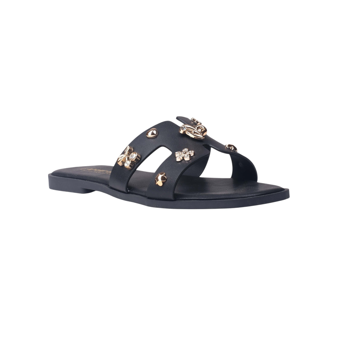 Embellished Flat Slipper - Black