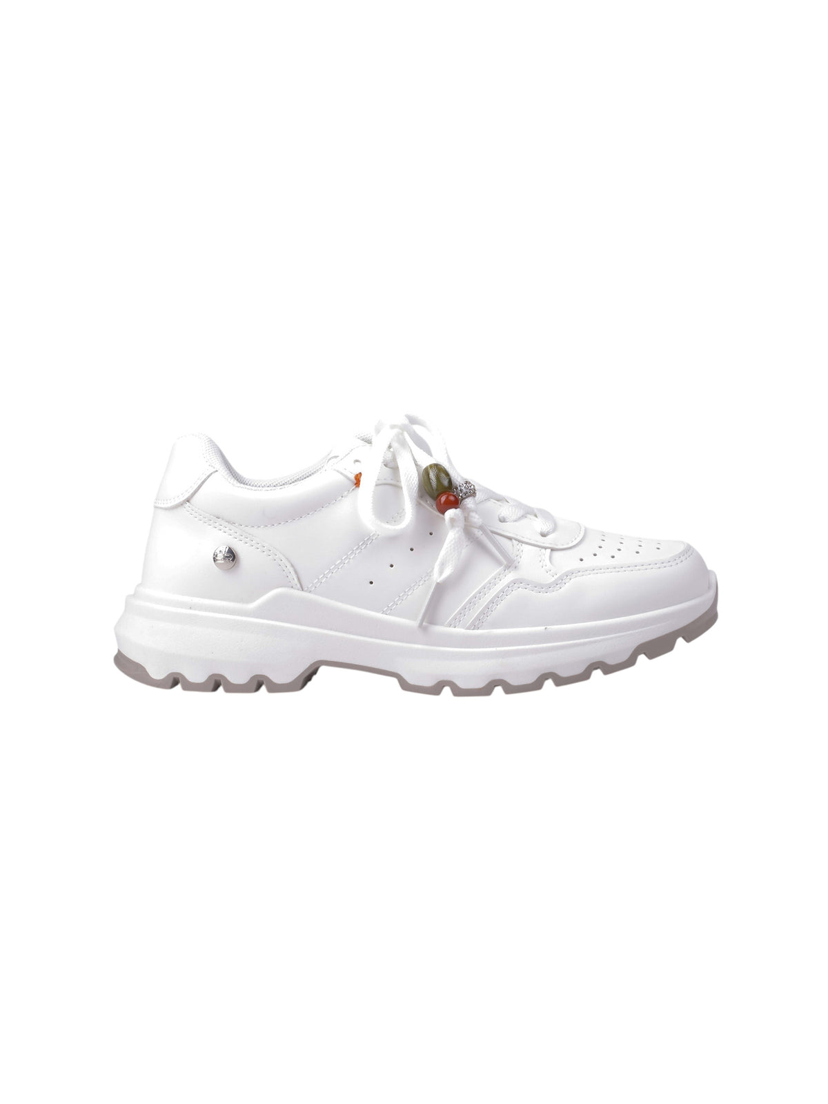 Beaded Lace-Up Sneakers - White