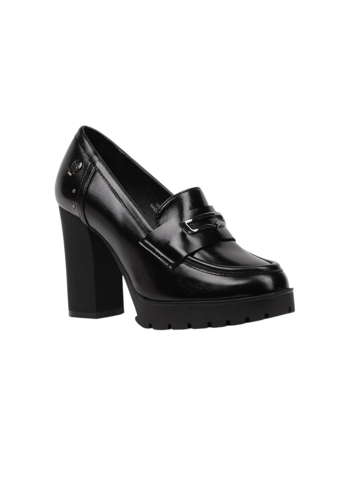 Chunky Heel Loafer Pumps - Black