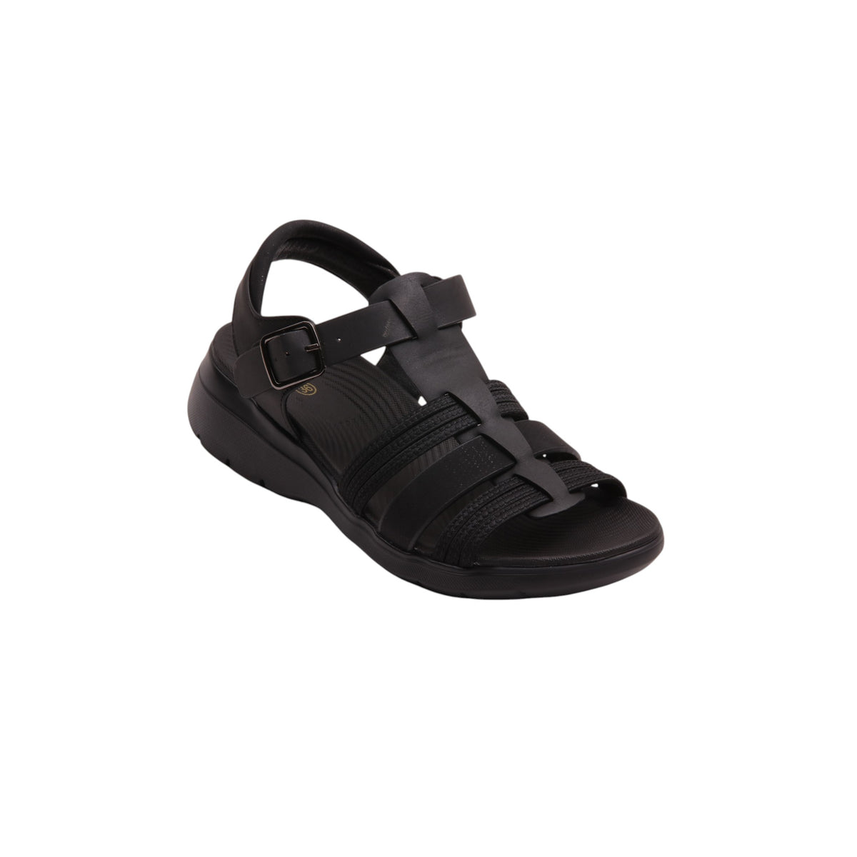 Cross Strap Platform Sandals - Black