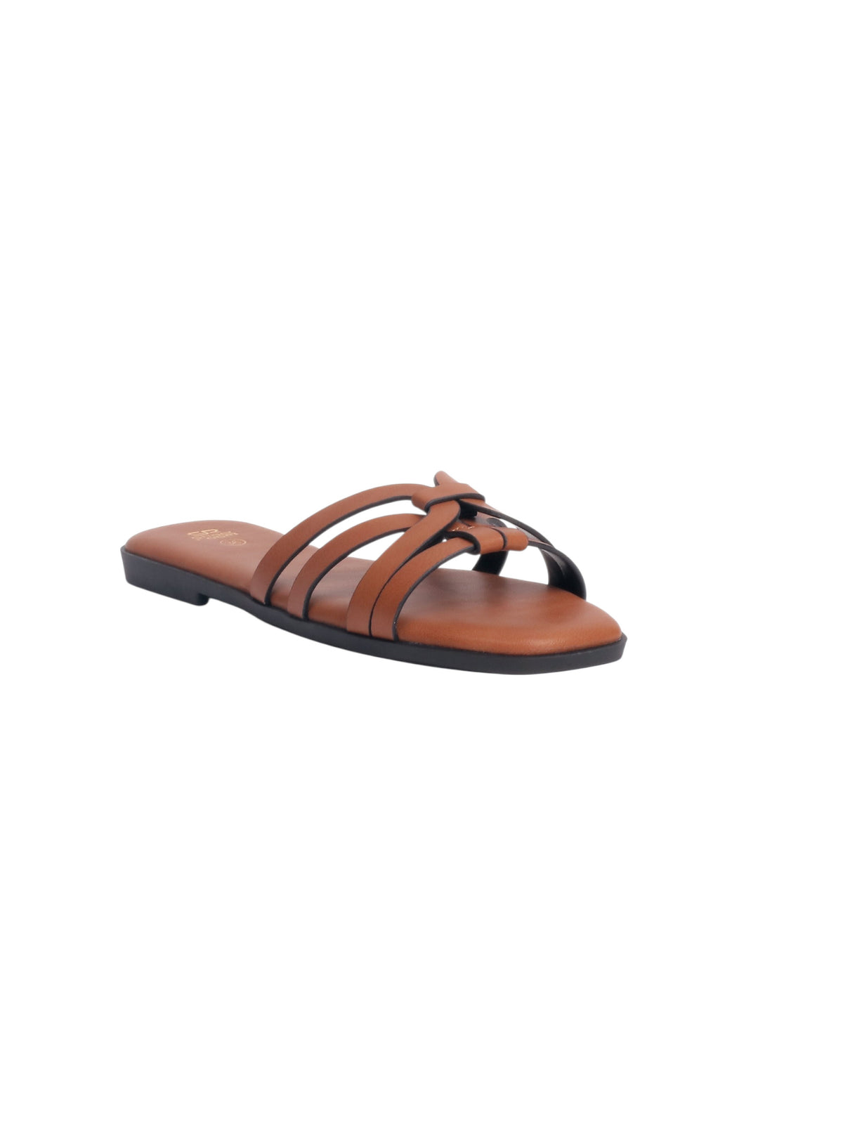 Multi-Strap Flat Slippers - Camel