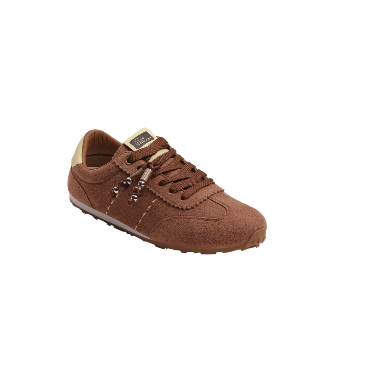 Pearl Lace Casual Sneakers - Brown