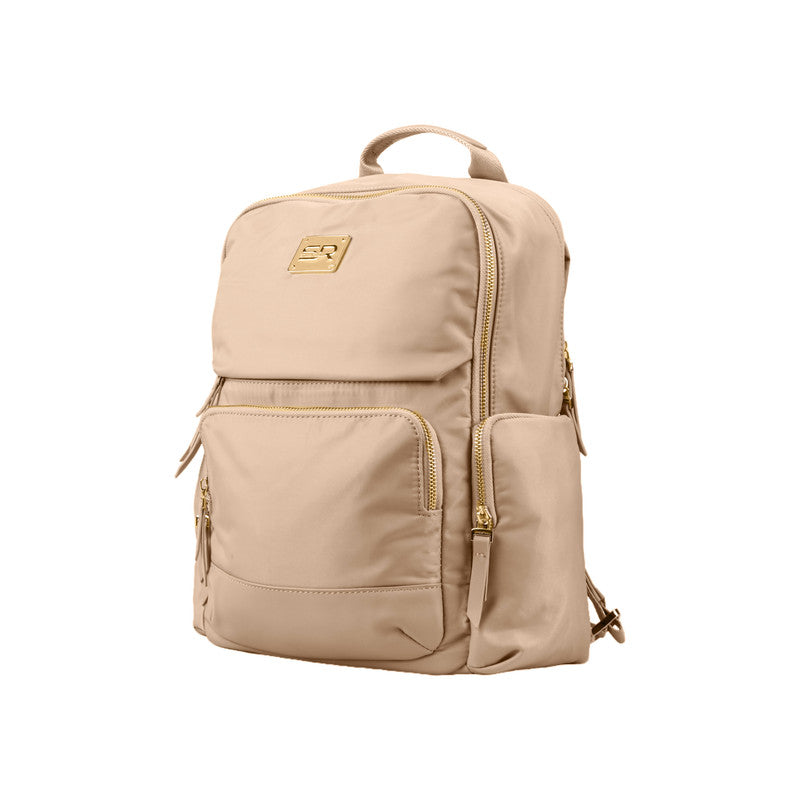 PU Leather Multi-Pocket Backpack - Beige