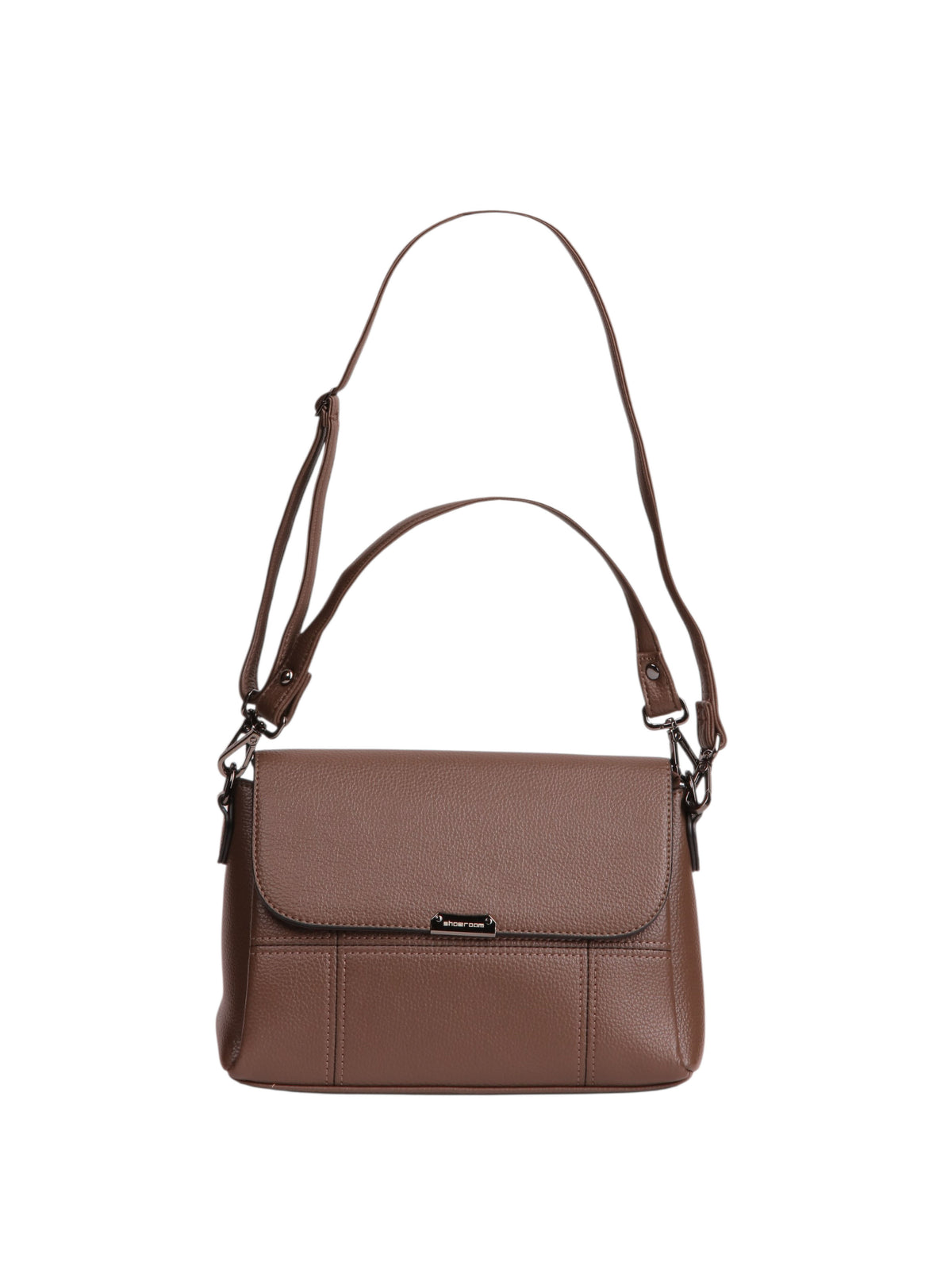 Structured Flap Shoulder Bag - Brown