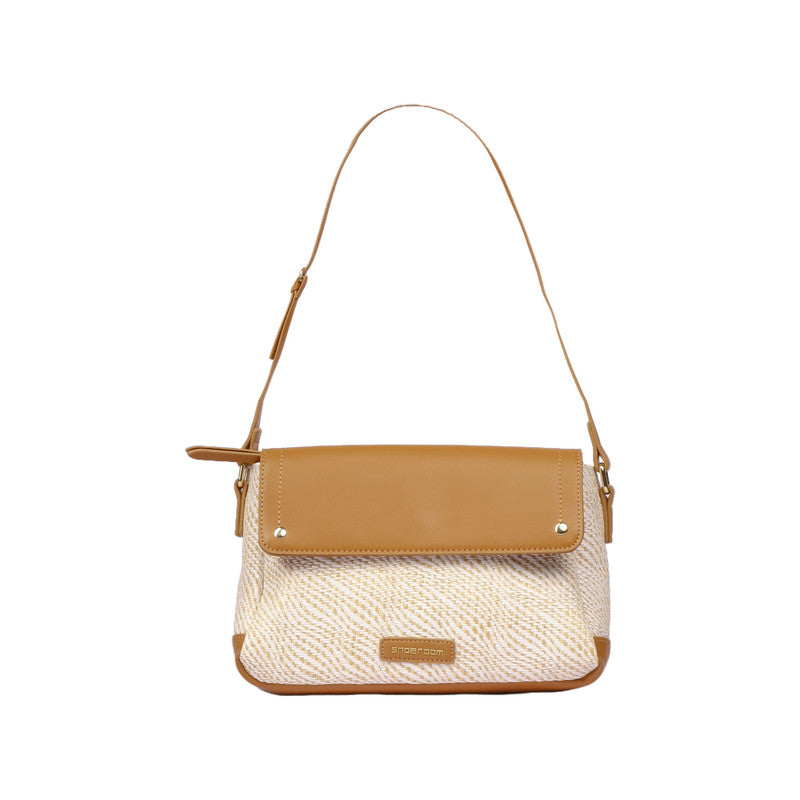 Pu Leather Woven Pattern Crossbody Bag – Camel (SR-B1880)