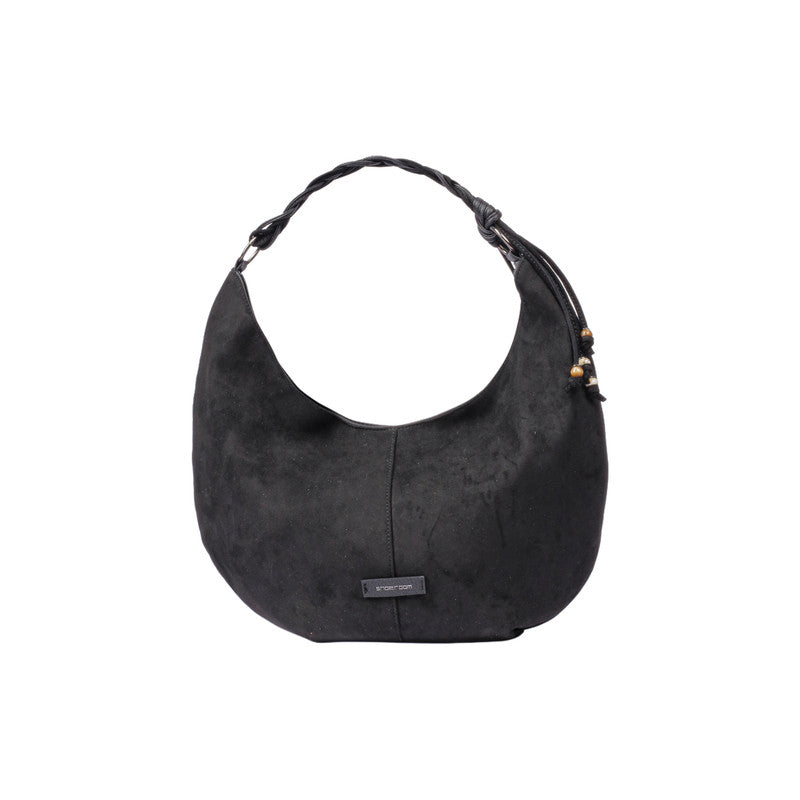 Pu Leather Solid Hobo Bag – Black (SR-B1898)