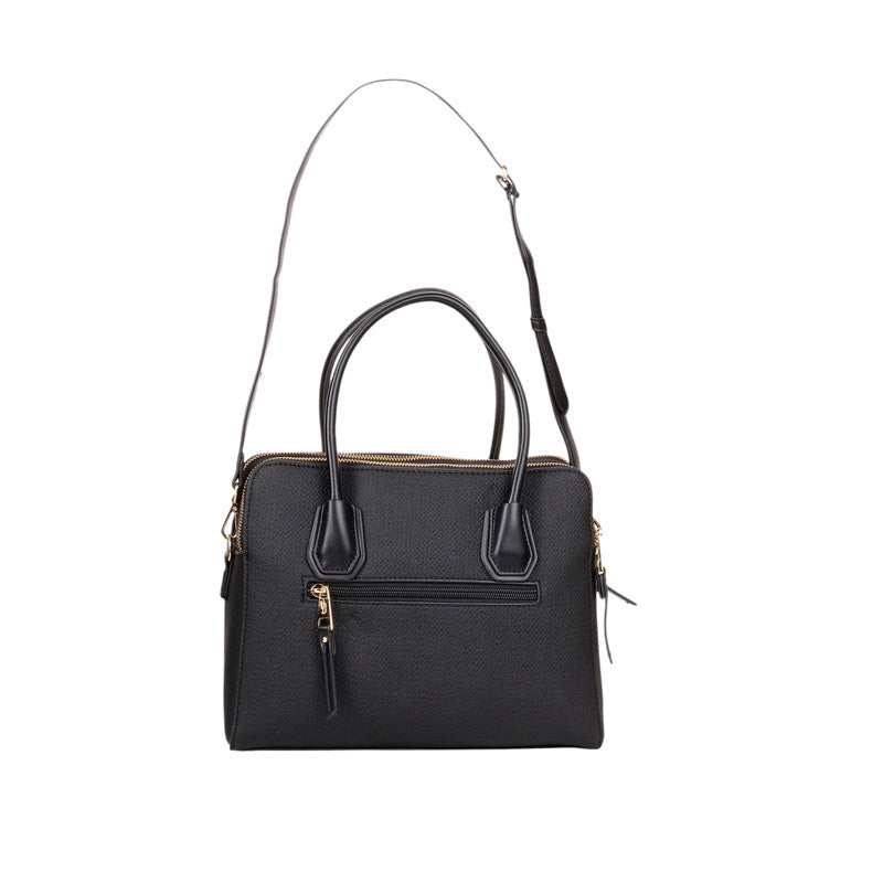 Pu Leather Embossed Top-Handle Bag – Black (SR-B1938)