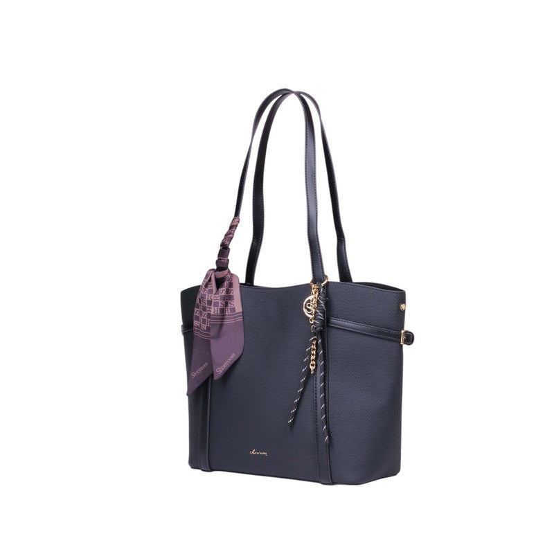 Pu Leather Solid Tote Bag – Black (SR-B2001)