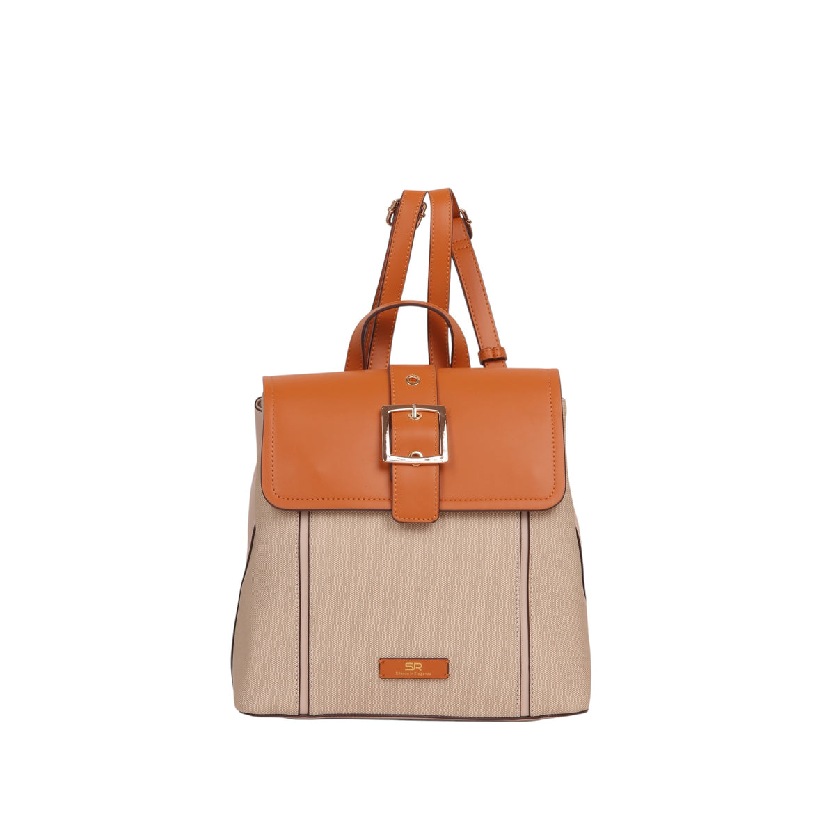 Buckle Detail Backpack - Beige