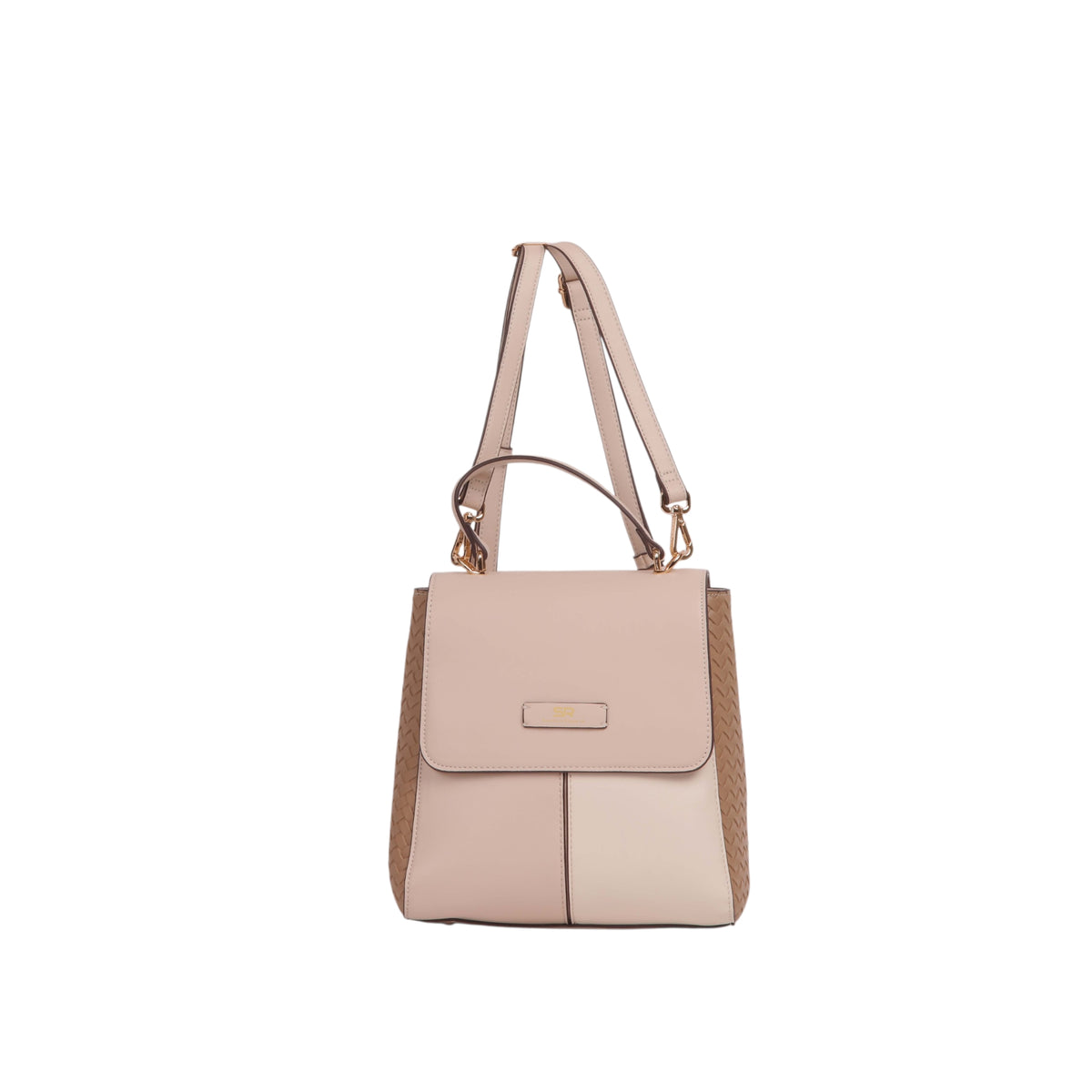 Woven Side Panel Backpack - Beige