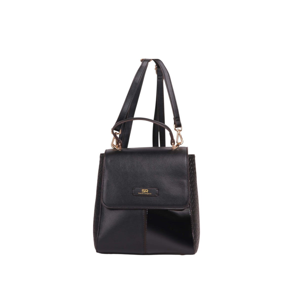 Woven Side Panel Backpack - Black