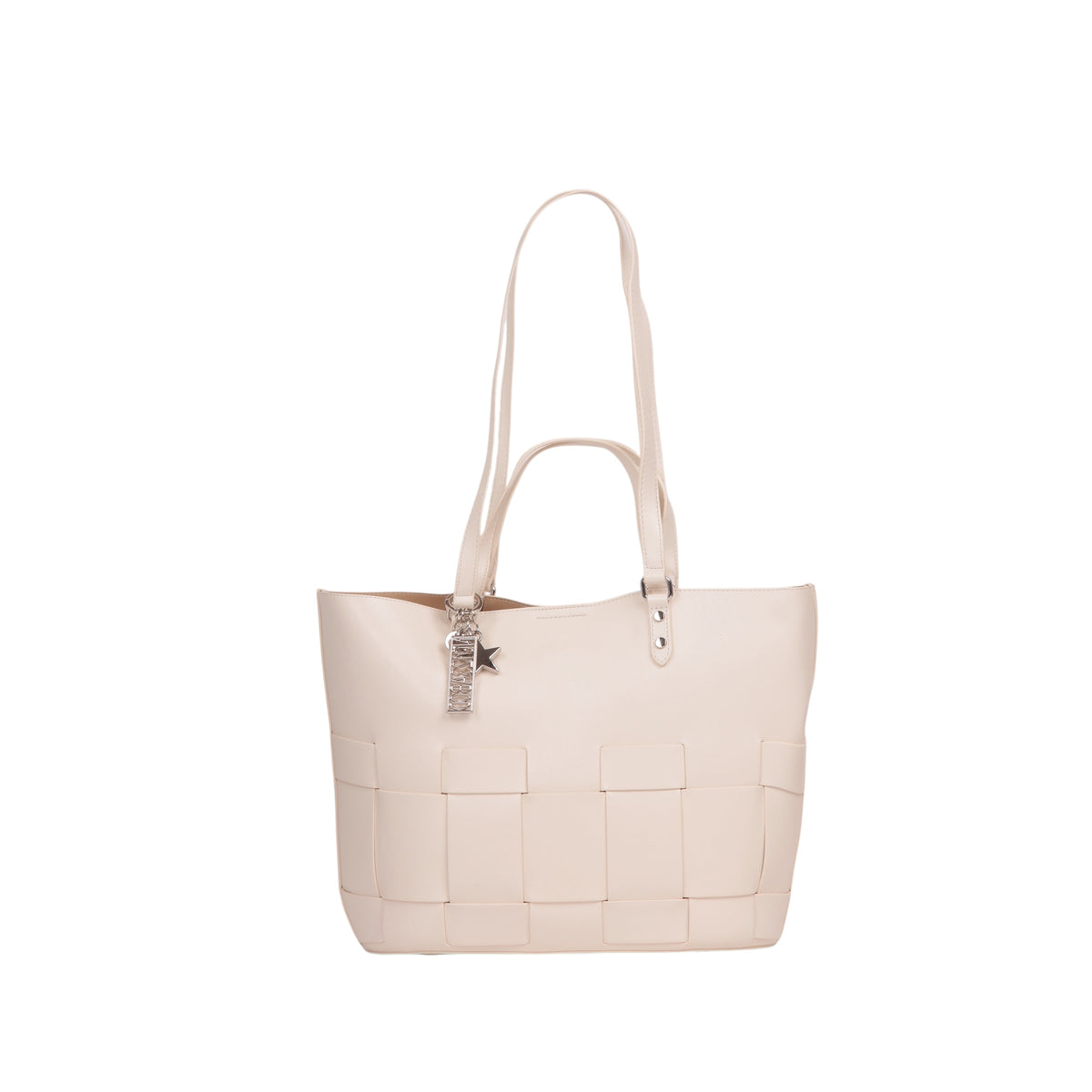 Woven Panel Tote Bag - Off White