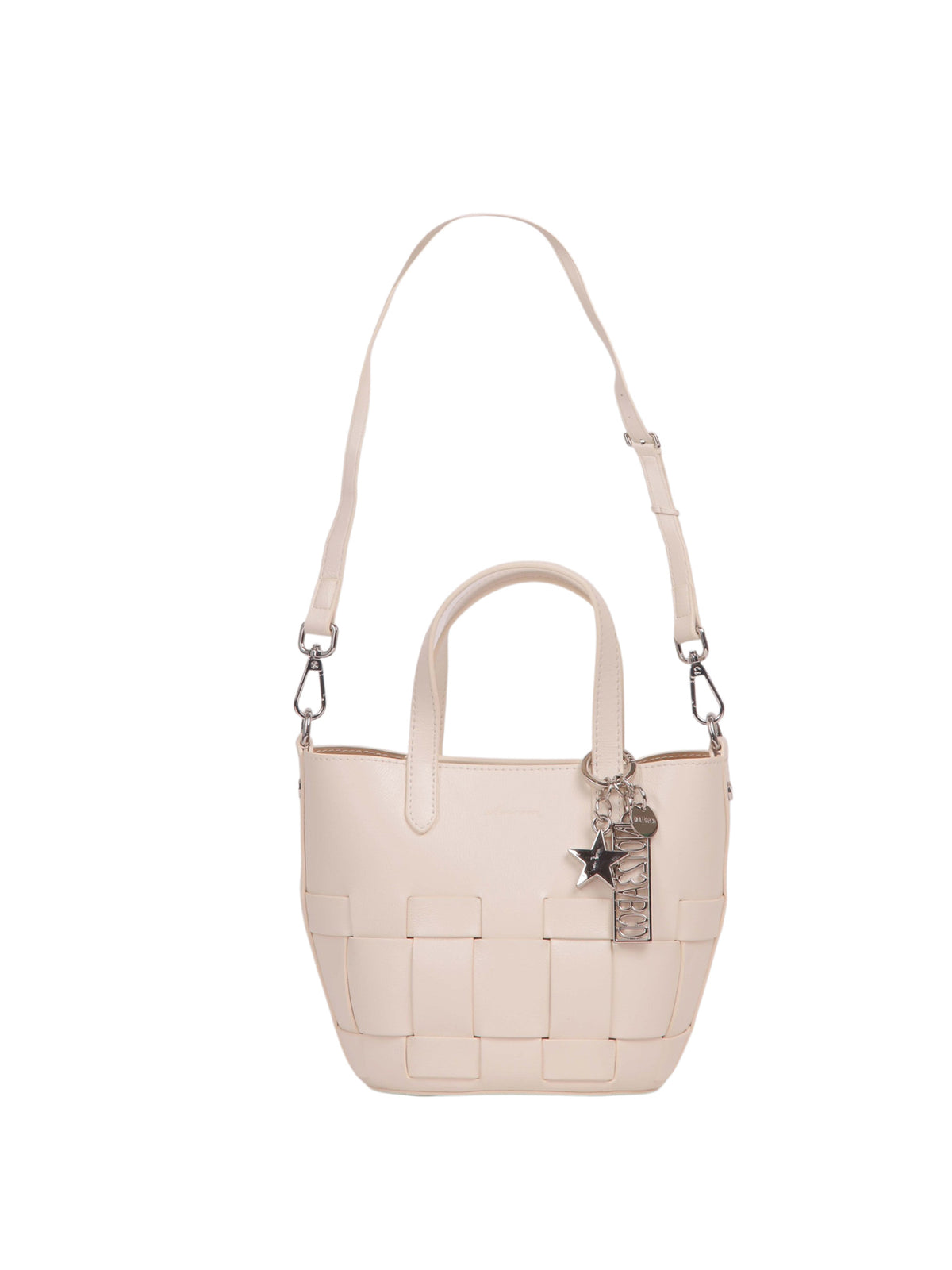 Woven Panel Shoulder Bag - Off White