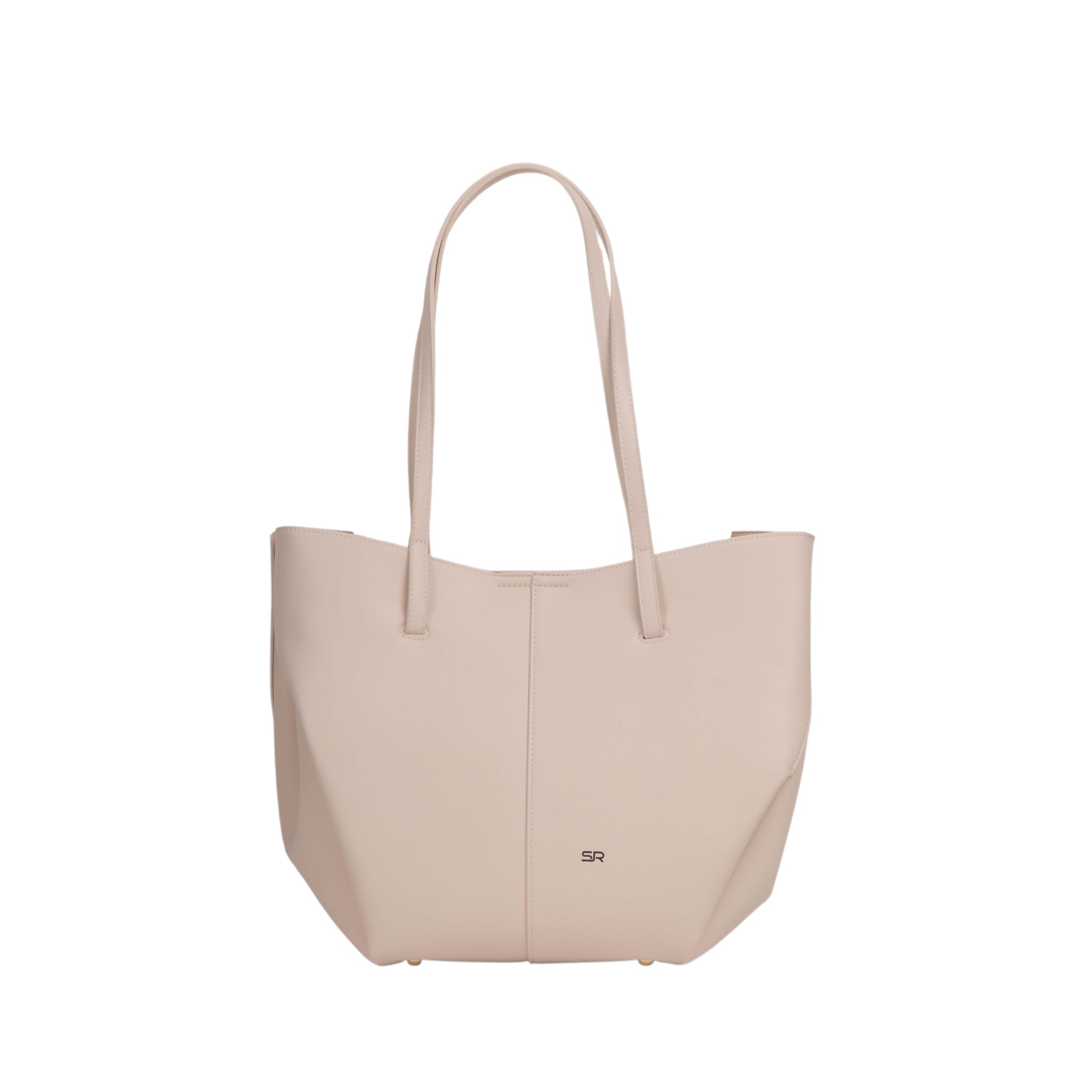 Minimal Tote Bag with Matching Pouch - Beige