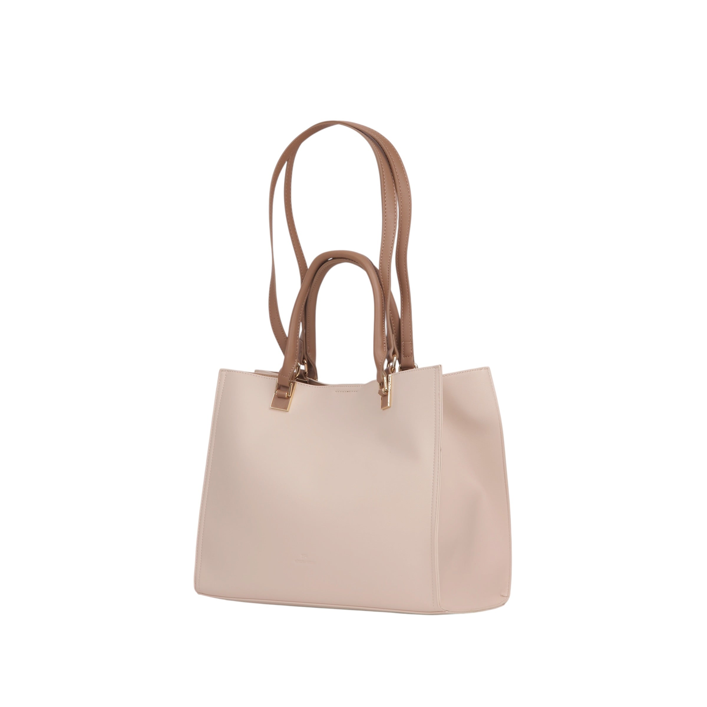 Structured Double Handle Handbag - Beige