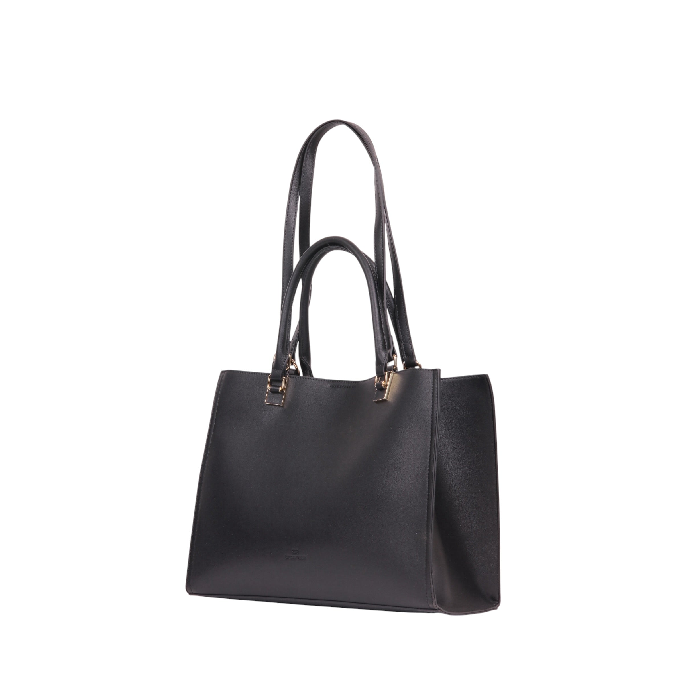 Structured Double Handle Handbag - Black