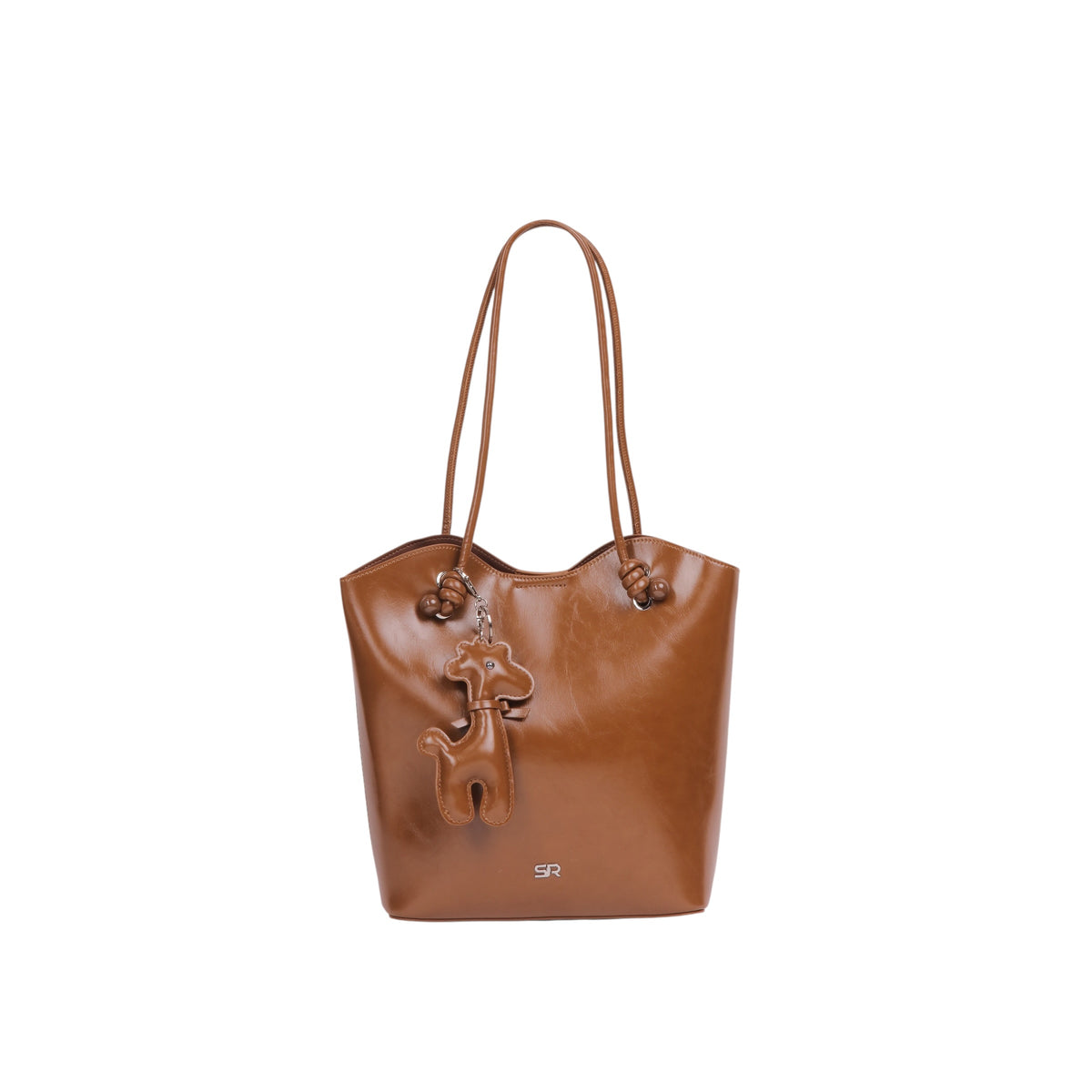 Tote Bag with Giraffe Charm - Camel