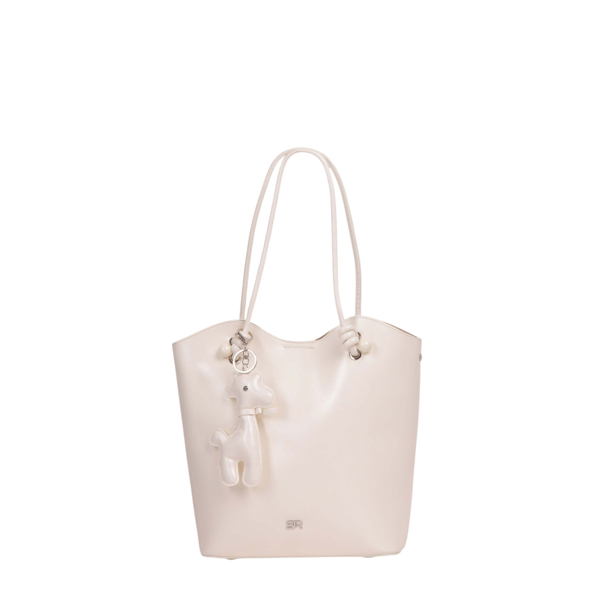 Tote Bag with Giraffe Charm - Off White