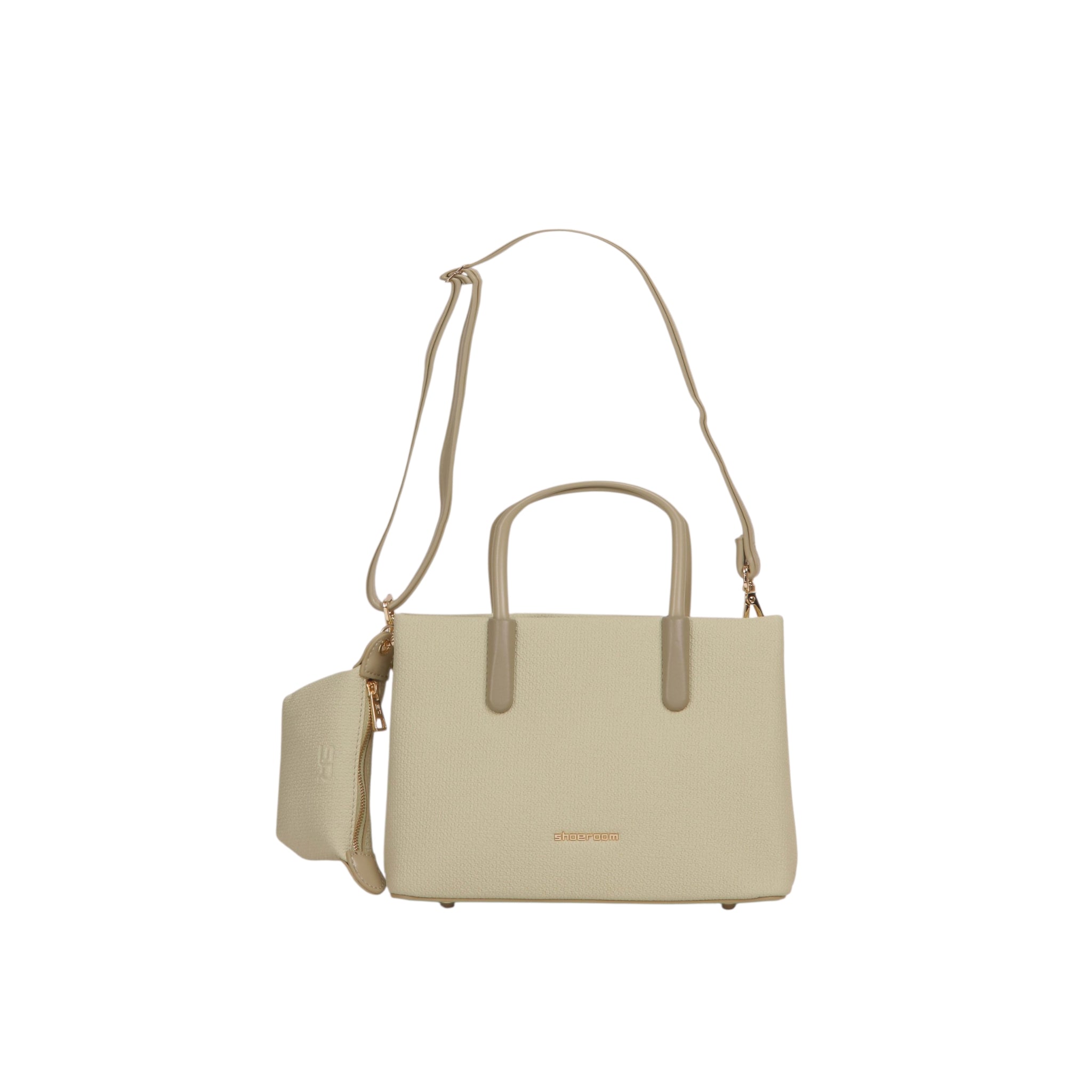 Structured Top Handle Handbag with Matching Pouch - Olive