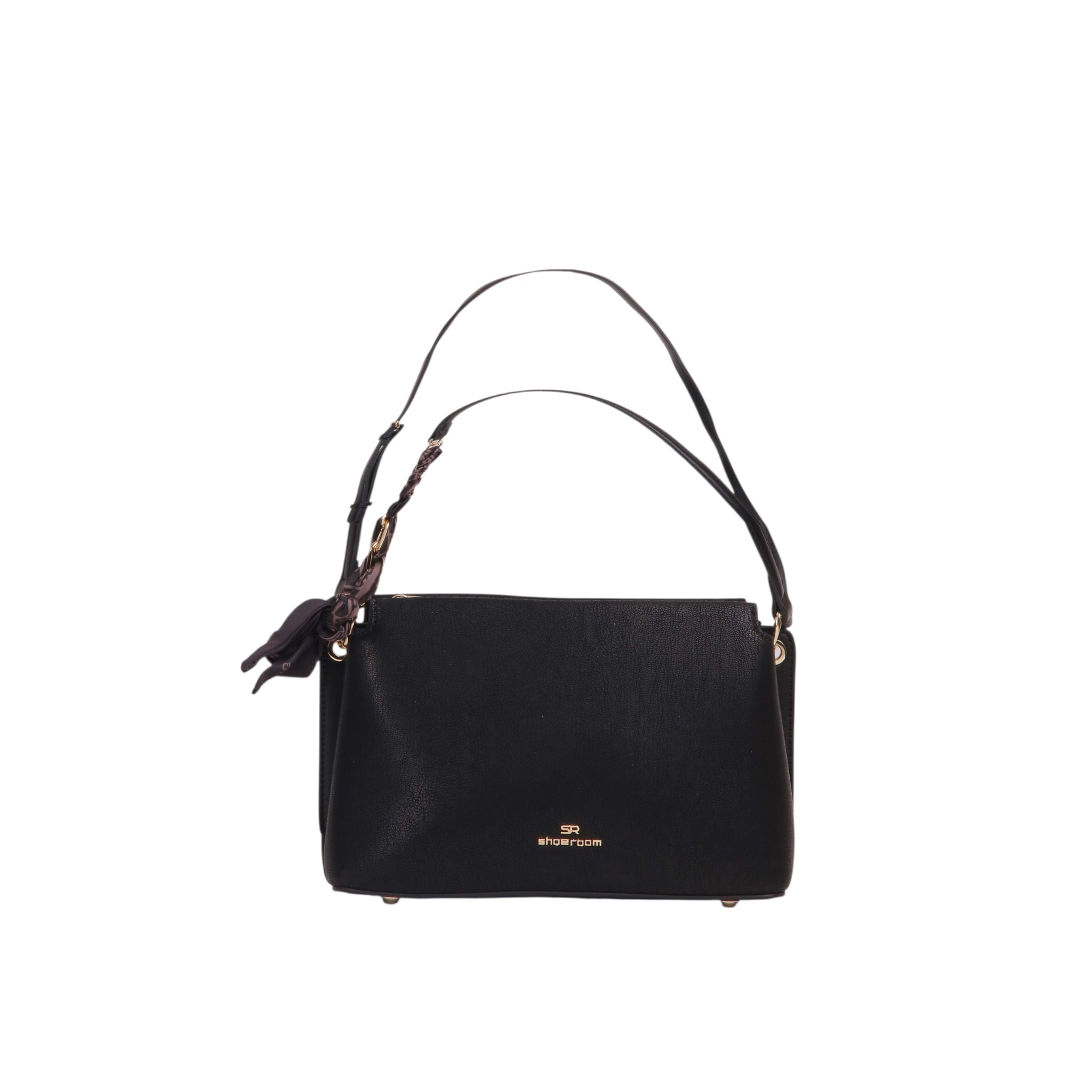Elegant Crossbody Bag with Twilly Detail - Black