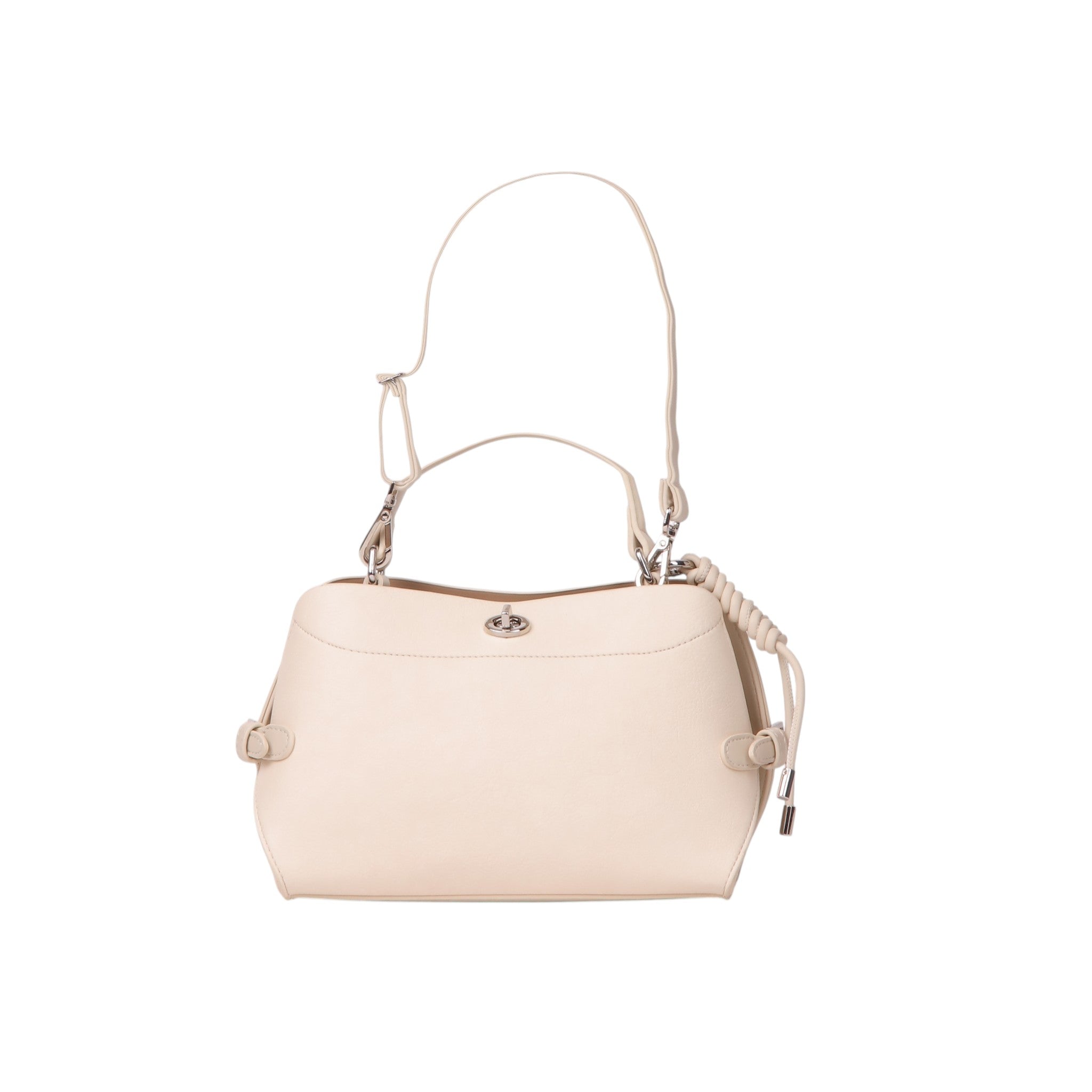 Minimal Turn-Lock Handbag Bag - Off White