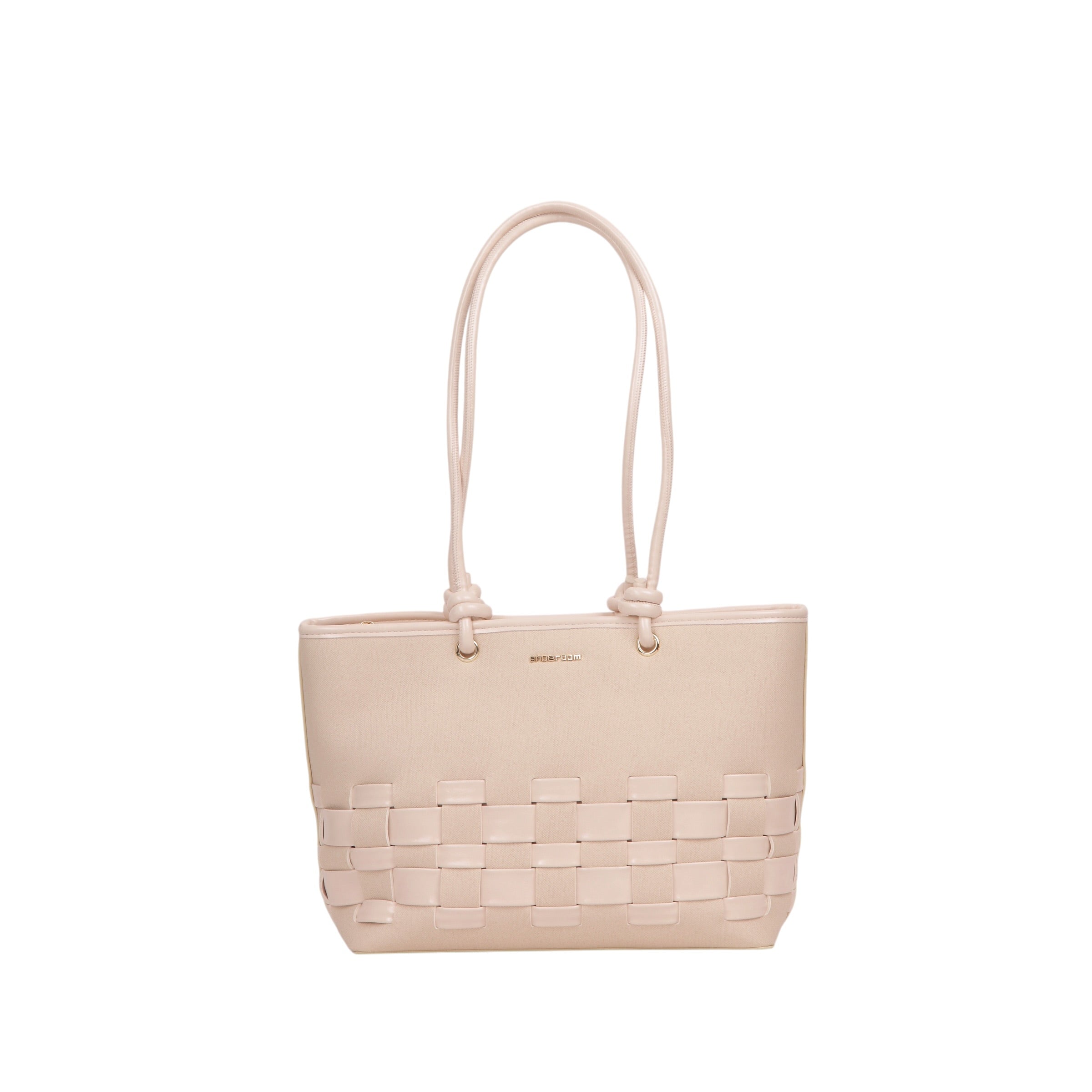 Woven Detail Tote Bag - Beige